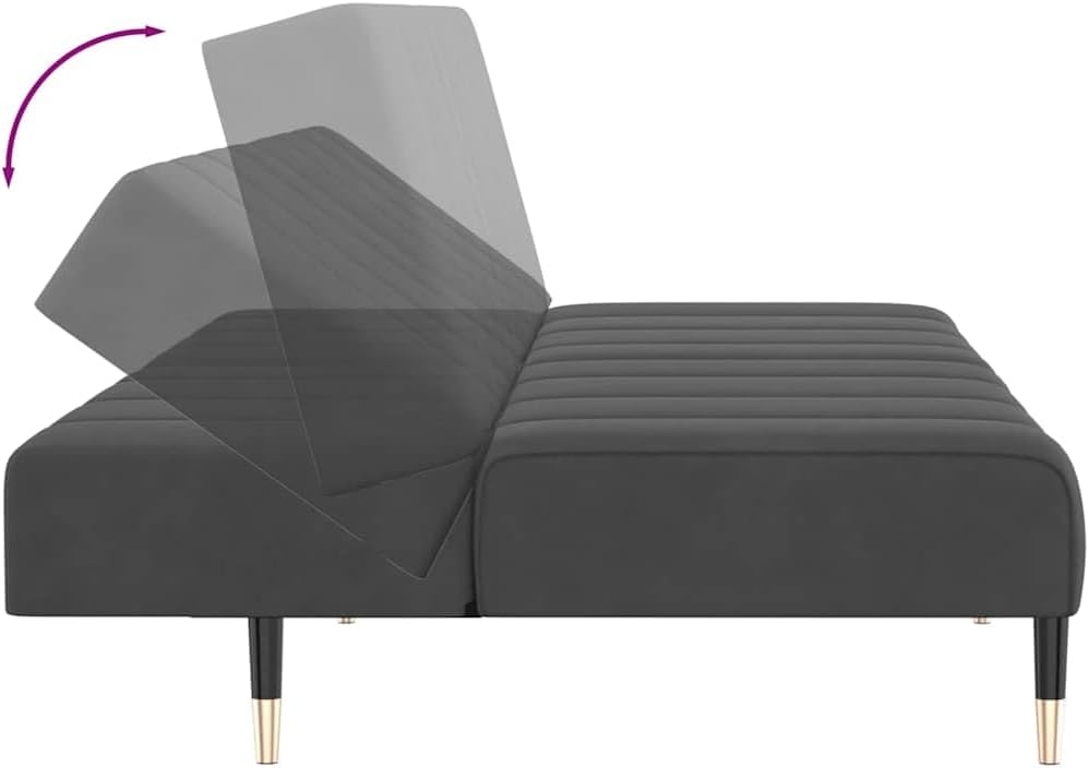 Sofa Bed Dark Grey Velvet (100% Polyester) Living Room Furniture