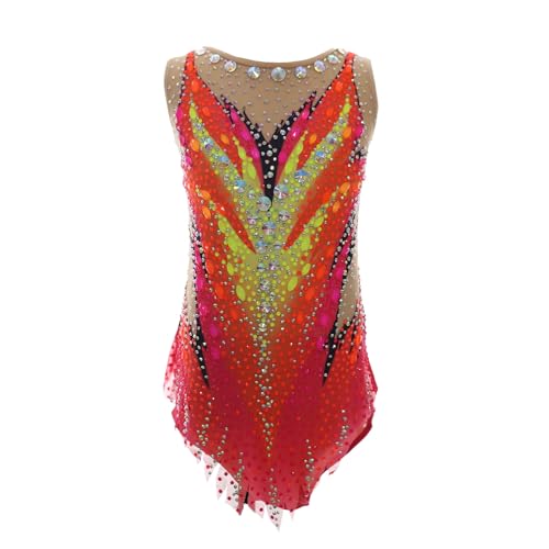 Maillot De Gimnasia Rítmica Sin Mangas For Niñas, Mallas Brillantes De Gimnasia Artística For Mujer Con Pedrería(XXL)