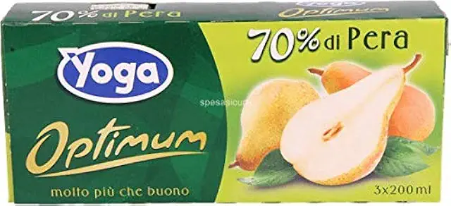 Yoga Succhi Frutta: Succo Optimum Pera Brick - 8 Confezioni da 3 Pezzi da 200 ml (24 Pezzi, 4800 ml)