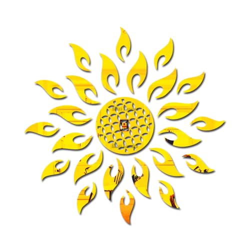 Image of Bikri Kendra - Sun 12 Flame Color Mirror Wall Stickers (Gold Mandala)