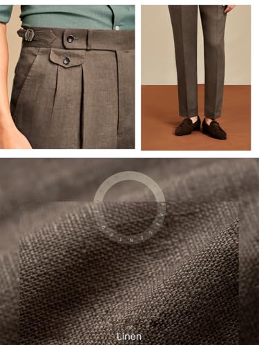 Mens Vintage Linen Pants Casual Elastic Waist Trousers Spring Lightweight Retro Suit Pants3