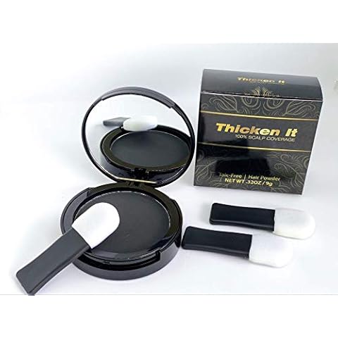 Thicken It 100% Scalp Coverage Hair Powder - BLACK - Talc-Free, Water Resistant Hair Loss Concealer, Thicker Than Hair Fibers & Sprays Cover