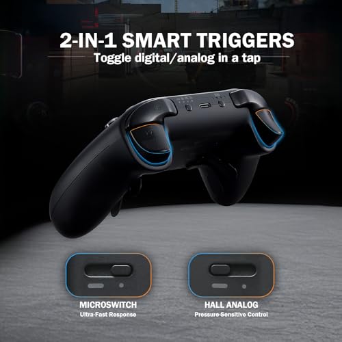 Image of GuliKit TT MAX Bluetooth Gaming Controller for PC /Switch 2 /Switch /Android /iOS, Ultra-Fast Gamepad with Adjustable TMR Joysticks, Hall & Micro Triggers, 4 Rear Paddles, Switch 1 /2 Wake-Up & Multi-functional Adapter