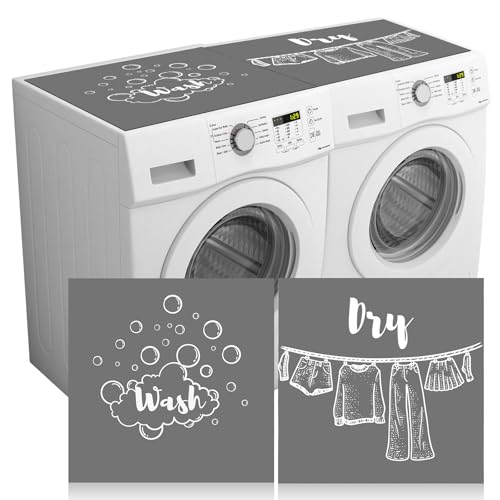 Teenyyou 2 Pcs Washer and Dryer Covers Top Protector Mat Non Slip Washing Machine Cover Dust Proof Quick Drying Protective Dust Cover Pad for Laundry Room Kitchen (26.5 x 26.5 Inch,Classic Style)