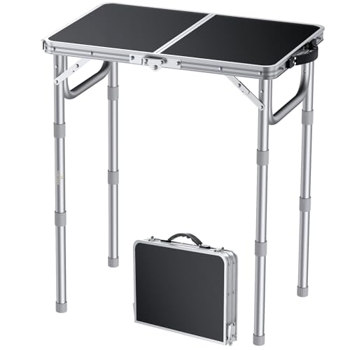 FUNYKICH Table Pliante d'Extérieur/Camping 58x40cm (3 Hauteurs: 26/48/70cm) en Aluminium Léger...