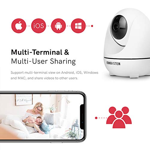 Konnek Stein Wireless Security Camera, Wifi Home Security Systems 360 Degree Monitoring, Hd 1080P Motion Detection, Night Vision, Remote Control, Two-Way Audio, With Tf Card Slot And Cloud (White) #TOP1
