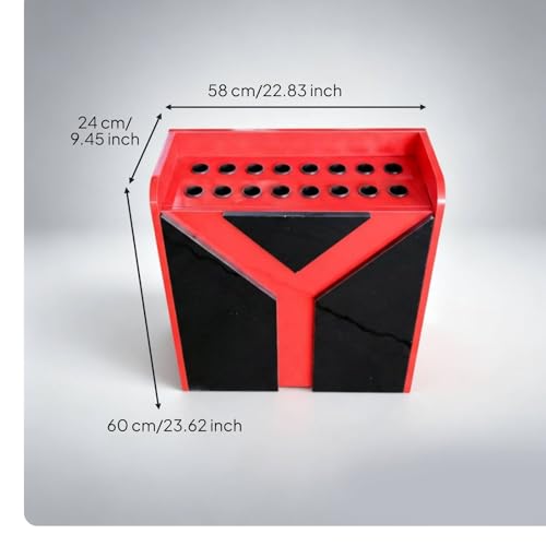Porte-queues de billard compact 16 trous et meuble vertical de rangement à base rouge - 3