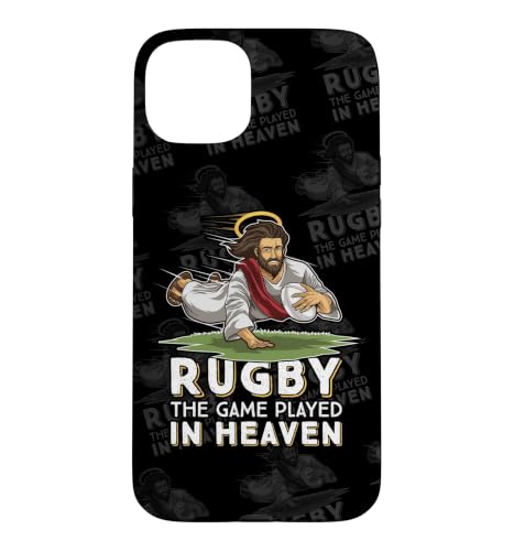 Jesus playing Rugby - The Game Played In Heaven Rugger Fan �X�}�z�P�[�X iPhone 15 Plus �p