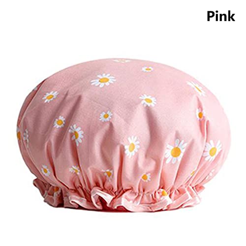 Jayutson 3 Packs Women Shower Cap, Reusable Shower Cap, 10.6" (About 27Cm) Double Waterproof Ladies Shower Cap, Washable Ladies And Girls Hair Cap, Double Waterproof Layer Shower Cap(Navy Blue + Olive Green + Powder) #TOP1