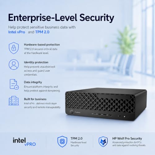 Image of HP ProDesk 4 SFF G1i Business Desktop AI PC, Intel Core Ultra 5 235 vPro (> Ultra 7 265U), IST Computer Customized 16GB /32GB /64GB DDR5 RAM, 512GB /1TB /2TB SSD, Ethernet, DisplayPort, Wi-Fi, Win 11 Pro