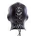 Headgear for Cosplay: Black Leather Hood with Lace-up Design, Perfect for Punk Style