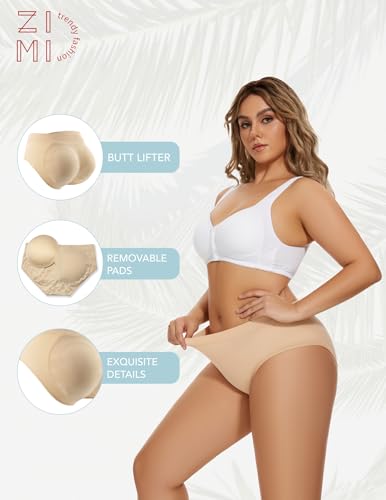 Image of Zimi Collection Butt Lifter Panties Underwear for Women with Removable Pads Seamless Booty Pads Hip Enhancer Panty