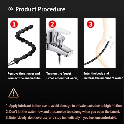 Image of AMAZBEE 20in Anal Enema Nozzle for Colon Cleansing Shower Douche Attachment for Vaginal and Anal Silicone Anus Pull Beads Butt Plug Shower Head