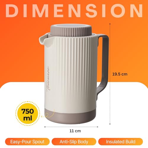 Image of Trueware Amaze ISI Certified Inner Steel Thermoware 750 ML Hot & Cold Flask Jug, BPA Free, Leak Proof, Ideal for Tea, Coffee, Water, Hot and Cold Beverages