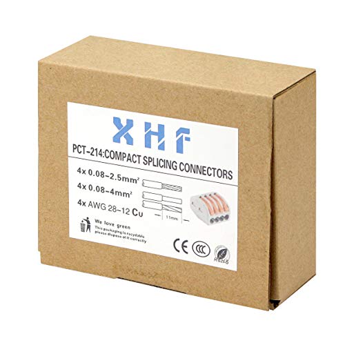 Image of 50 Pcs Lever Connectors Nuts 4 Conductor Combination Compact Wire Connectors Fast Connection Terminal 28-12 AWG Suitable for Multiple Types