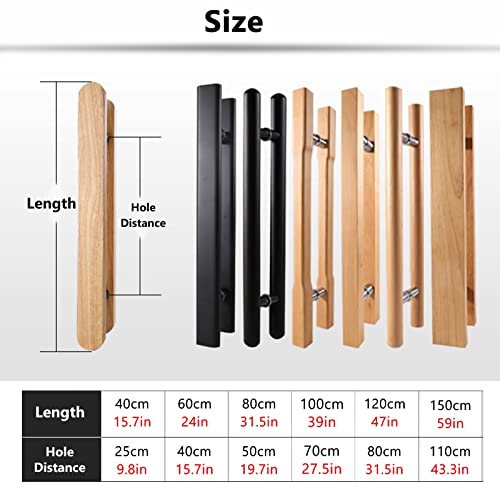 Poignées de porte de grange en bois avec barre push-pull moderne