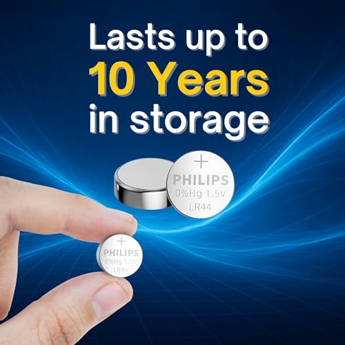 PHILIPS LR44 Batteries 12 Count, Replaces AG13 A76 l1154f 357 303 SR44 AG13 LR41 Button Batteries - 1.5v Ultra Alkaline Button Cell Battery, Perfect For Thermometers, Lasers, Watches, Medical Devices.3