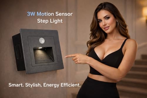 Image of JACKAL 3 Watt LED Stais Step Light Outdoor Surface Mounted Deck Lights Waterproof IP65 (WW), Black Body| Wall Step Conceal Light Outdoor and Indoor Fancy Exterior Floor Lights, with Motion Sensor