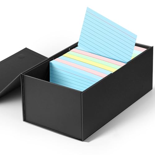 Harhana 5x7 Index Card Holder 5x7 Inches Photo Storage Box Greeting Card File Box Organizer- 1 Pack Black