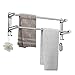 Mlesi Towel Bars Freely Retractable 17-31 Inches Bathroom Towel Rack with Hooks,SUS304 Stainless Steel 2-Tiers Towel Rails Wall Mounted No Drill Adjustable,Bathroom Towels Shelves Rack with Adhesives