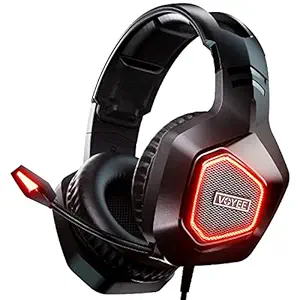 VOYEE Gaming Headset Replacement for Xbox/PC/PS5/PS4 Headset, Wired Noise Canceling Over Ear Headphone with Mic/Surround Sound/LED Light Compatible with Switch/PC/PS5/PS4/Xbox One/Laptop/Tablet/Mac