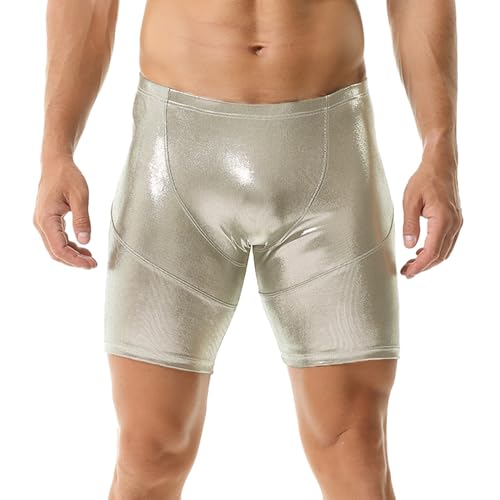 YUFEIDA Mens Metallic Shiny Shorts Muscle Fit Workout Lounge Boxer Shorts Trunks