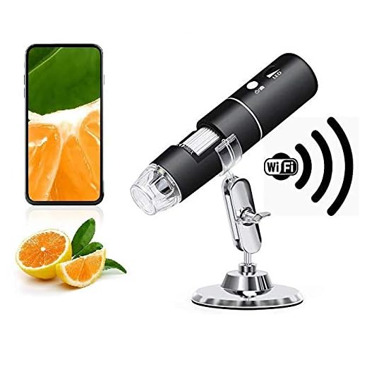 MoKo WiFi USB digitalt mikroskop, 1080P HD 2 MP-kamera, 50 x till 1 000 x förstoringsendoskop, labb handhållet trådlöst endoskop 8 LED, metallstativ kompatibelt med Mac fönster 7 8 10/Android/iOS - svart