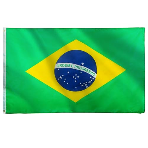 Large Brazil Flag 5ft x 3ft for World Cup 2026 Flag Decorations Brazilian Flag Polyester Double Side with Brass Eyelets for Football Game Day Garden Street Indoor Outdoor
