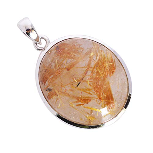 Pendentif en argent 925 et rutile doré fait main, un bijou d'exception