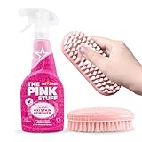 Pink Stuff Miracle Laundry Oxi Stain Remover Spray 500ml + Laundry Brush | Tough on Stains, Gentle on Fabrics | Whites & Colours | Fresh Clean Scent | Clothes, Bedding, Baby, Pet, Food Stains