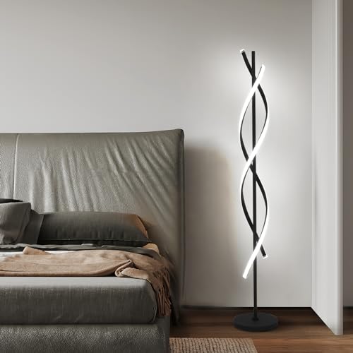 40W LED Floor Lamp Remote Control Dimmable Spiral Floor Lamp Indoor Tall Lamp Floor Lamp for Living Rooms Family Rooms Bedrooms Offices Lighting (Black) by ADISUN - Image 6