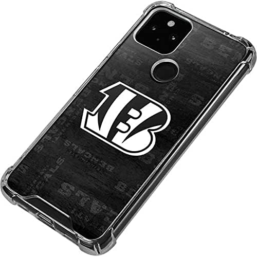 Skinit Clear Phone Case Compatible with Google Pixel 5 - Officially Licensed NFL Cincinnati Bengals Black & White Design