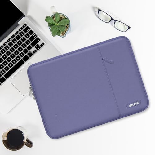 Image of MOSISO Laptop Case 15 inch, 15 inch Laptop Sleeve Compatible with MacBook Air 15 M4 A3241 M3 A3114 M2 A2941 2025 2024 2023,Dell XPS 15,Polyester Vertical Computer Sleeve Bag with Pocket, Lavender Gray