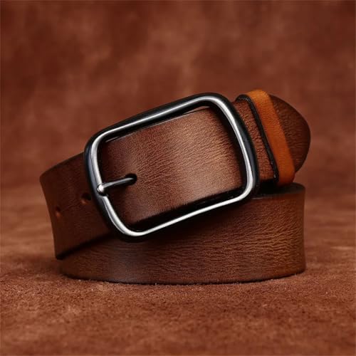 3.8cm Solid Cowhide Leather Belt with Stainless Steel Buckle for Men’s Jeans4