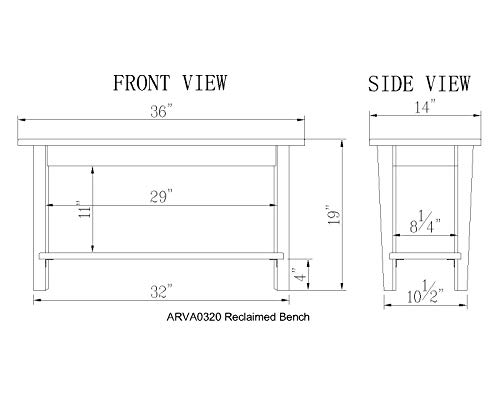 Renew Reclaimed Wood Bench With Open Shelf, Natural #TOP2