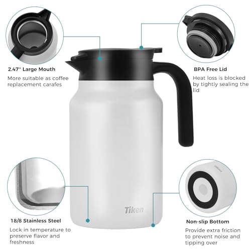 Miniatura 4 de Tiken Jarra Térmica Para Café De 1.5l, Termo De Acero Inoxidable De Doble Pared Con Vacío Para Bebidas Calientes Y Frías