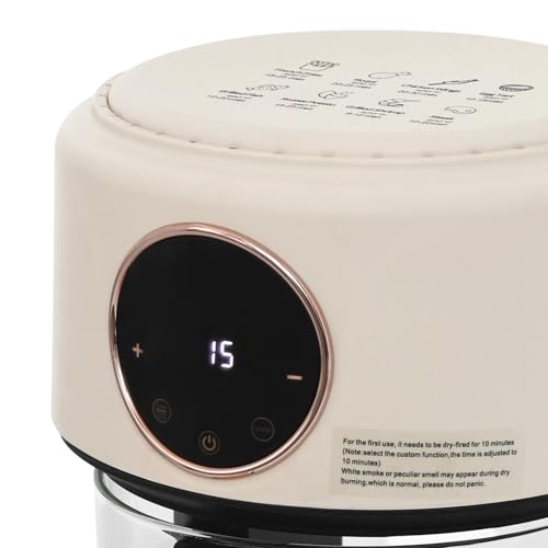 Image of 1200W Glass Air Fryer with 360 Viewable Basket, 3.8QT Borosilicate Airfryer with Touchscreen & 8 Presets Oil-Free Cooker for Family /Outdoor Use (White)