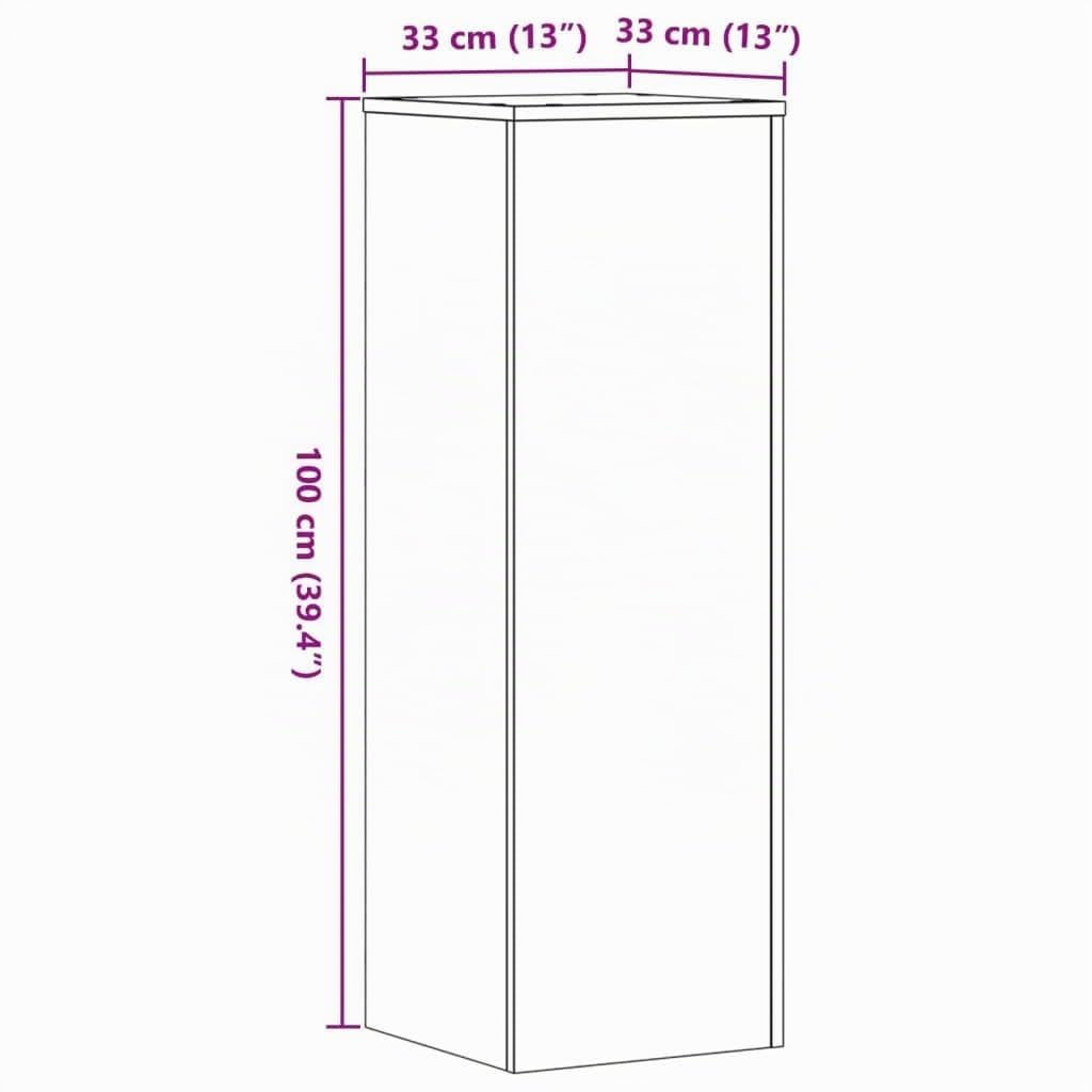vidaXL Support pour Plantes Blanc 33x33x100 cm Bois d'ingénierie, Support de Fleurs, Support de Pot de Plante, Support de Plante