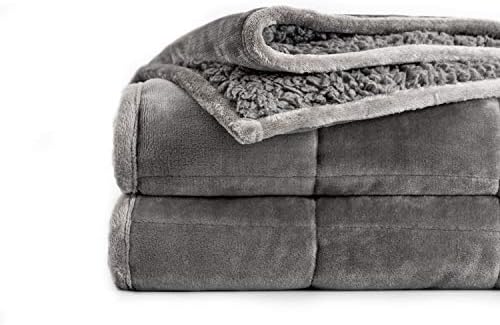 Uttermara Sherpa Fleece Weighted Blanket 12 lbs for Kids and Adults, Unicolor Ultra-Soft Fleece and Sherpa, Dual Sided Cozy Plush Blanket for Sofa Bed, 48 x 72 inches, Grey