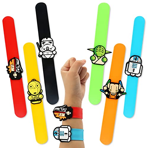 Star War Bracelet à Pression pour Enfants, Yoda Slap Ensemble de Bracelets, Bracelets à Pression Colorés pour Enfants, pour Garçons et Filles, Fournitures de Fête d'anniversaire pour Enfants