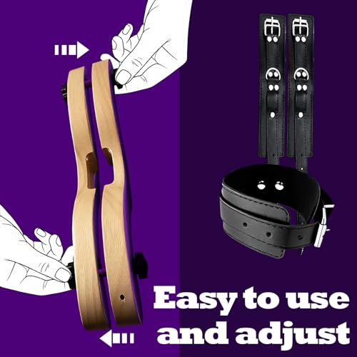 Image of Adjustable CBT Testicle Crusher Bondage Gear with Adjustable Ankle Cuffs | Stretcher & Compressor Combo - Dual-function tool for complete male play.