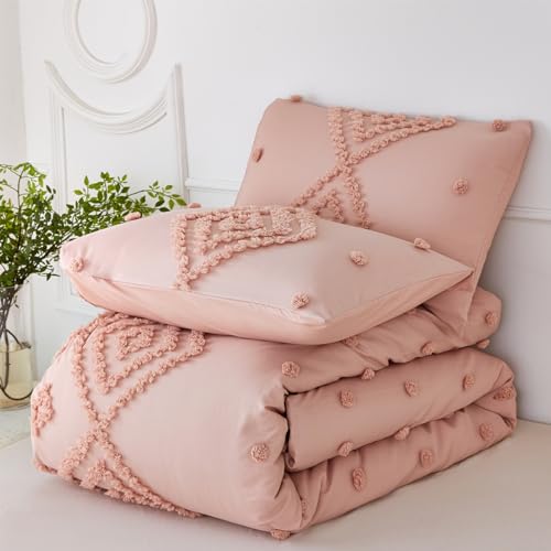Edredón rosa queen de lujo vintage con bordado copetudo tridimensional 8