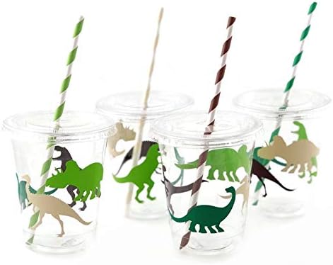 Stesha Party Dinosaur Cups - Set of 12 Dino Birthday Supplies for Kids Parties