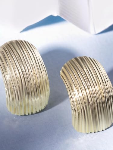 Image of Rubans Ribbed Dome Stud Earrings Trendy Stylish Gift for Women & Girls