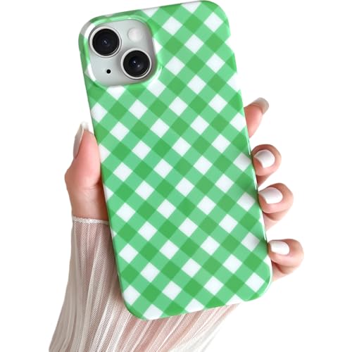 Coque iPhone 13 antichoc TPU souple fine anti-chute vichy vert