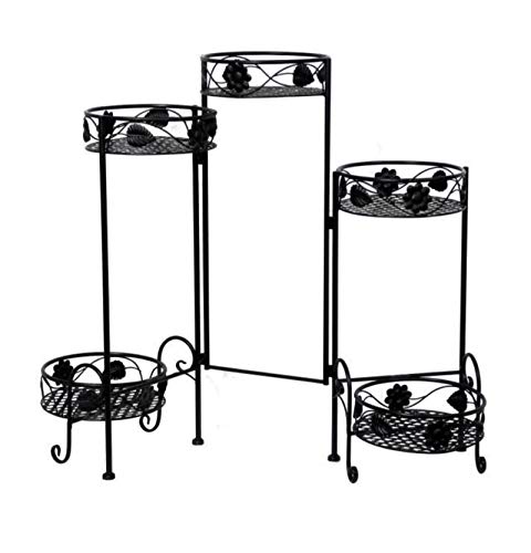 Preisvergleich Produktbild Dipamkar® 5-Töpf Metall Blumenständer Blumentreppe Pflanzenständer (Schwarz)