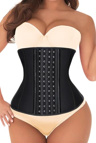 KIMIKAL Corset Waist Trainer Waist Cincher Shapewear Fajas Colombianas Waist Trimmer Tummy Control Women, Black, Medium