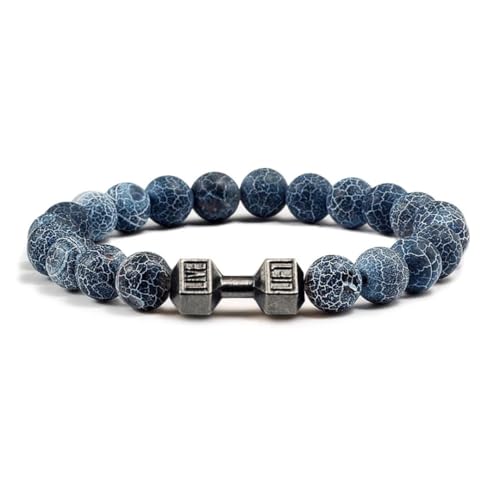Bracelet haltère en pierre de lave bijoux homme femme couple