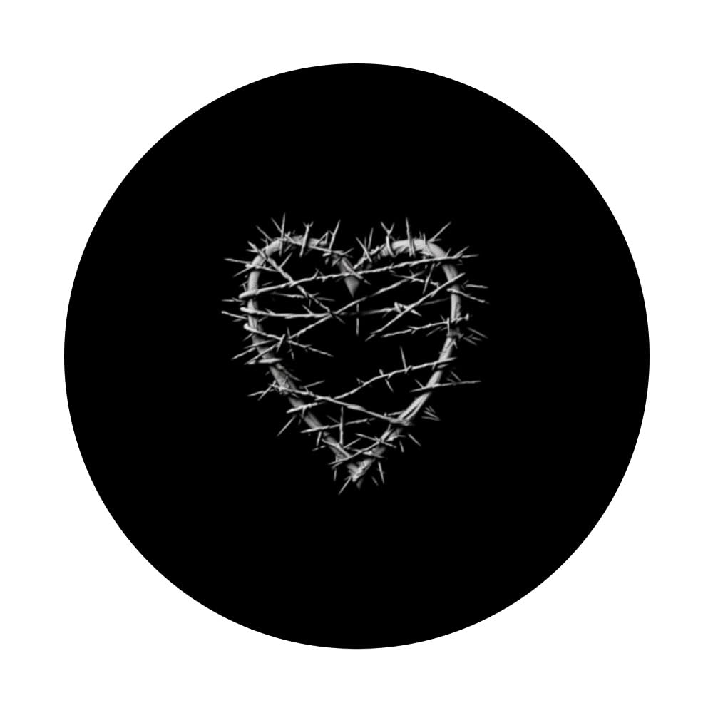 Barbed Wire Heart barbwire gothic grunge aesthetic PopSockets Swappable PopGrip, Black - Image 3