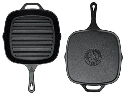 Backcountry Cast Iron 12" Large Square Grill Pan (Pre-Seasoned for Non-Stick Like Surface, Cookware Range / Oven / Broiler / Grill Safe, Kitchen Skillet Restaurant Chef Quality) 3 Gallery Image
